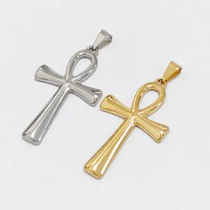 Stainless Steel Ankh Cross Pendant Necklace Vintage Egyptian Symbol Life Key Pendant Retro Hip Hop Jewelry Accessory For Unisex
