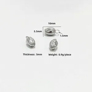 Macro view showing 10mm dimensions of a silver stainless steel lotus seedpod charm