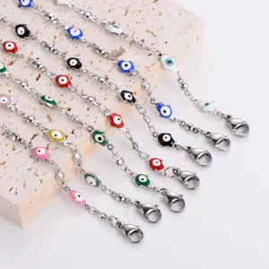 Bracciali regolabili in acciaio inossidabile con ciondoli Mano di Fatima colorati