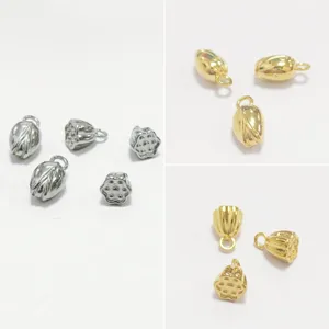 Stainless Steel Lotus Pod Bud Pendants For DIY Jewelry Making Accessories Gold Silver Metallic Lotus Flower Charms Traditional Crafting Jewelry Findings