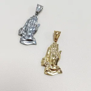Collar con Colgante de Manos en Oración de Acero Inoxidable Símbolo de Paz Religiosa Dije de Manos Juntas para Hombres Mujeres