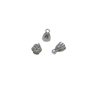 Set of silver stainless steel lotus seed pod charms for DIY jewelry making accessories