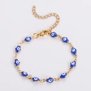 Bracciale in Acciaio Inossidabile Mano di Fatima Malocchio Smaltato Colorato Oro Catena Regolabile Gioielli per Donna