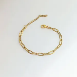 Minimalist Stainless Steel Paperclip Chain Bracelet For Women Men Versatile Gold Silver Plated Link Chain Necklace Fashion Jewelry Accessory