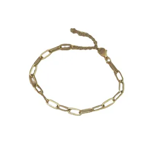Gold stainless steel paperclip chain bracelet with minimalist rectangular links