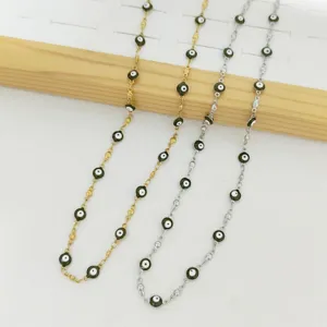 Collares de ojo turco de acero inoxidable con dijes esmaltados en color oro y plata