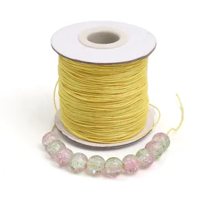 10m yellow DIY Korean waxed cord rope for jewelry making with decorative glass beads