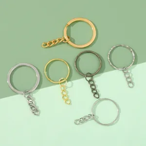Assorted high quality metal keychain rings with 4-link chains for DIY accessory making