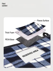 Waterdichte picknickmat met 3-laags structuur inclusief zacht fleece en spons