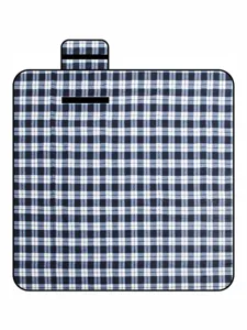 Extra grote blauw-wit geruite fleece picknickdeken voor kamperen en buitenactiviteiten