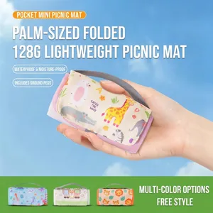 Tragbare Picknickmatte Outdoor Wasserdicht Feuchtigkeitsbeständig Cartoon Tierdruck Strandmatte Sandfest Pocket Faltbar Camping Matte Reise