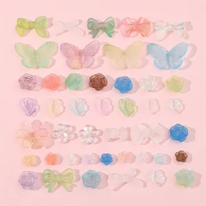 Cuentas de Acrílico Esmerilado Degradado Forma de Flor Lazo Pétalo para Creación de Joyería DIY Pulsera Colgante Material Paquete de 30g