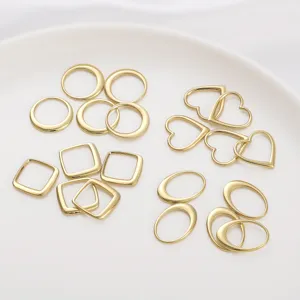 Colgantes de Cobre Llenos de Oro de 14K Marco Abierto Geométrico Corazón Óvalo Rombo Redondo Para DIY Pendientes Fabricación de Joyas Accesorios Mujer
