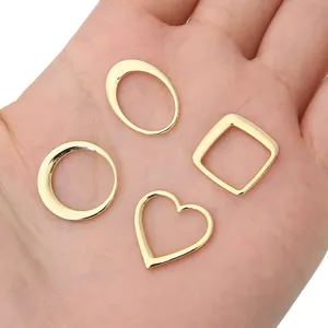Componentes de pendientes geométricos bañados en oro 14K para joyería DIY corazón oval