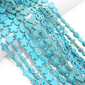 Diverses formes de perles de turquoise bleue pour la création de bijoux artisanaux