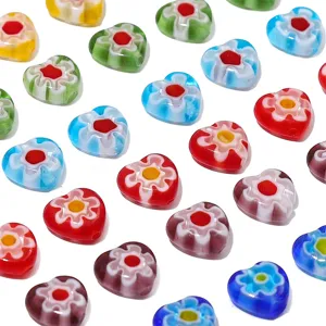 Πολύχρωμες χάντρες καρδιάς Millefiori 8mm για χειροποίητα κοσμήματα και DIY