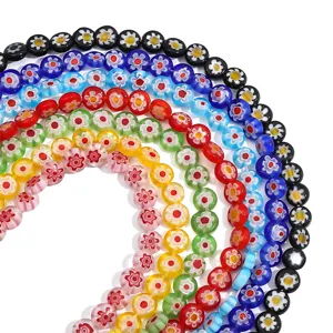 Set de perles en verre Millefiori 6/8mm multicolores pour bijoux et bracelets faits main