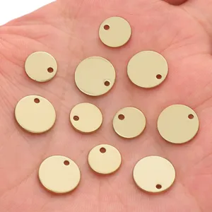 Set of 14K gold plated copper round disc charms with side hole for DIY jewelry making