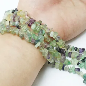Chips de piedras naturales de fluorita de colores irregulares para joyería DIY