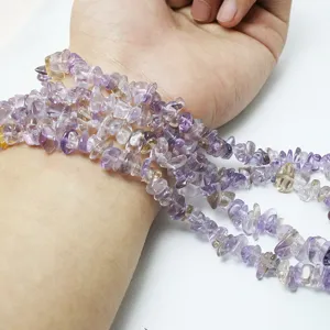 Cuentas de piedra natural irregular de amatista y citrino para joyería DIY en la muñeca