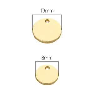 Minimalist 14K gold plated copper round disk charms in 8mm and 10mm sizes for DIY jewelry