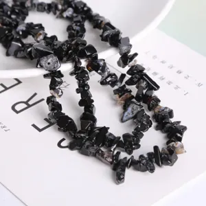 Cuentas de fragmentos de piedra negra natural irregulares para hacer joyas artesanal