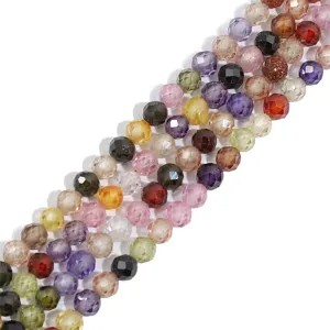 Detailed macro view of multicolored faceted round beads for DIY jewelry making