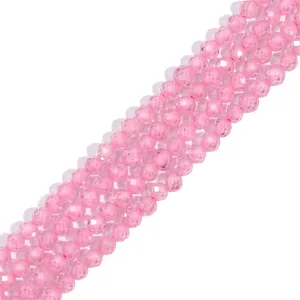High-quality close-up of pink faceted crystal beads for DIY jewelry making accessories