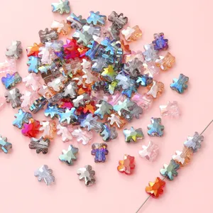 Perline di vetro a forma di orsetto iridescente per la creazione di gioielli fai-da-te