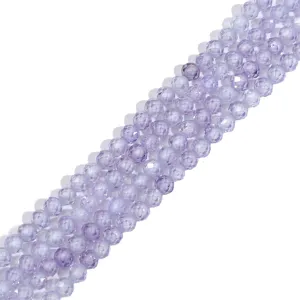 Macro view showing the detailed facets of lavender zircon beads for DIY jewelry making