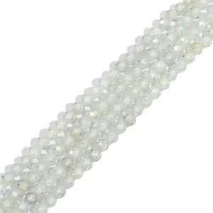 Macro view of faceted synthetic crystal round beads for DIY bracelet and necklace making.