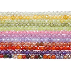 Vibrant faceted round cubic zirconia loose beads in mixed colors for DIY jewelry making
