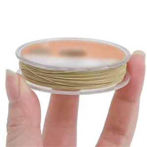 Close-up of 7-strand gold jewelry wire on a clear plastic spool for DIY crafting