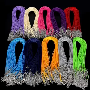 Colliers en cordon ciré coloré de 1,5 à 2 mm avec fermoirs mousquetons pour bijoux DIY