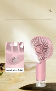 Handbediende vernevelingsventilator met USB-opladen in roze