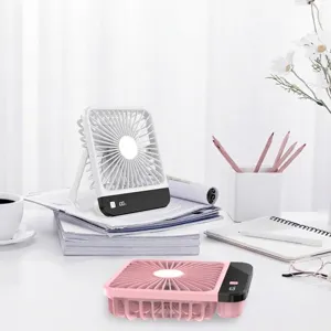Ventilador de Escritorio Portátil Plegable Con Pantalla LED 5 Marchas Ultrafino Recargable Silencioso Para Oficina Viajes