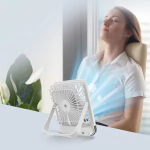 Ventilador de escritorio ultrafino portátil con 5 velocidades y flujo de aire silencioso.