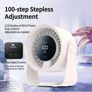 White 100-speed adjustable desktop circulation fan with LED digital display