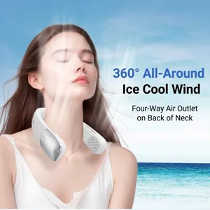 Professional portable bladeless neck fan with USB charging and 360-degree cooling