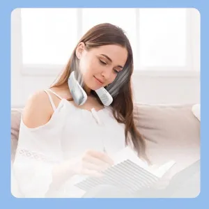 Portable bladeless neck fan with USB rechargeable battery for quiet personal cooling