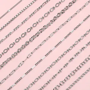 Selection of high-quality stainless steel DIY jewelry chains in polished silver finish