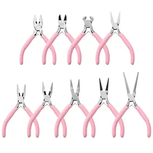 Mini Jewelry Pliers Tool Set For DIY Handmade Beading Wire Wrapping Carbon Steel Needle Round Nose Diagonal Pliers Pinking Handle