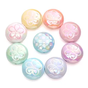 Cuentas de flores de acrílico iridiscentes pastel para hacer joyas de bricolaje