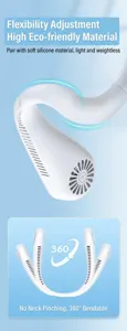 Detaillierte Nahaufnahme der flexiblen 360-Grad-Drehung des weißen blattlosen Nackenventilators