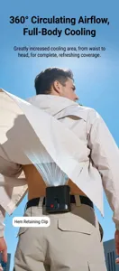 Portable waist-mounted fan clipped to belt for outdoor cooling under clothes