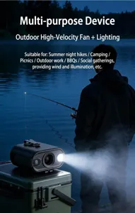 High speed portable waist fan with integrated flashlight for night fishing and camping
