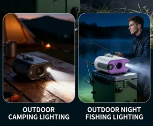 Portable outdoor waist fan with built-in high-power flashlight for camping and fishing use