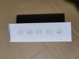 Close-up of portable eye mister packaging icons showing features like nano mist