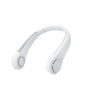 Tragbarer blattloser Halsventilator in Weiß, USB-wiederaufladbares, leises Design