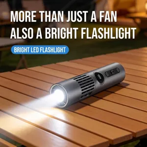 Tragbarer kompakter Mini-Ventilator mit integrierter, leistungsstarker LED-Taschenlampe